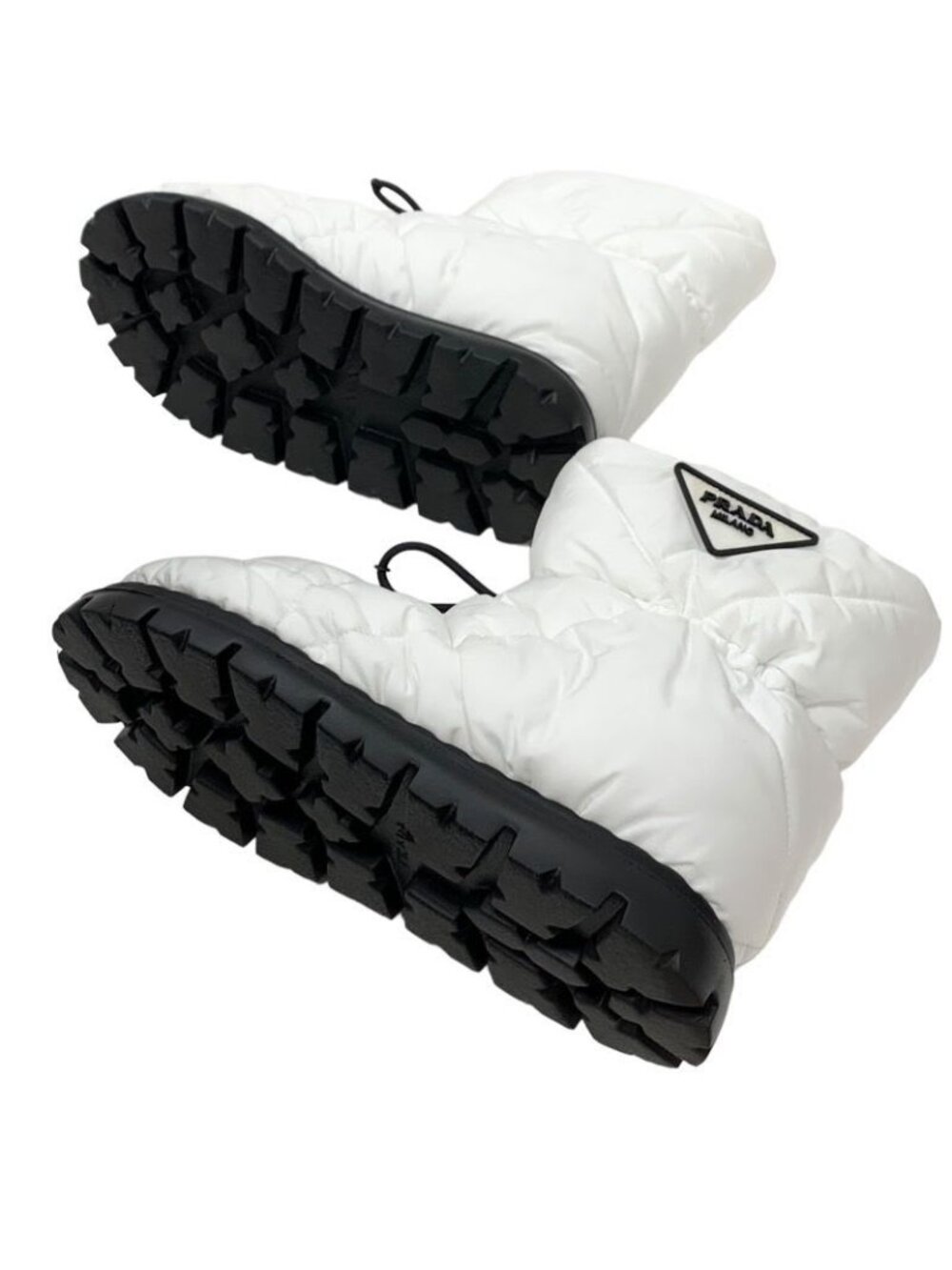 Prada Boots Short Snow Shoes Logo Nylon White - Picture 7 of 11